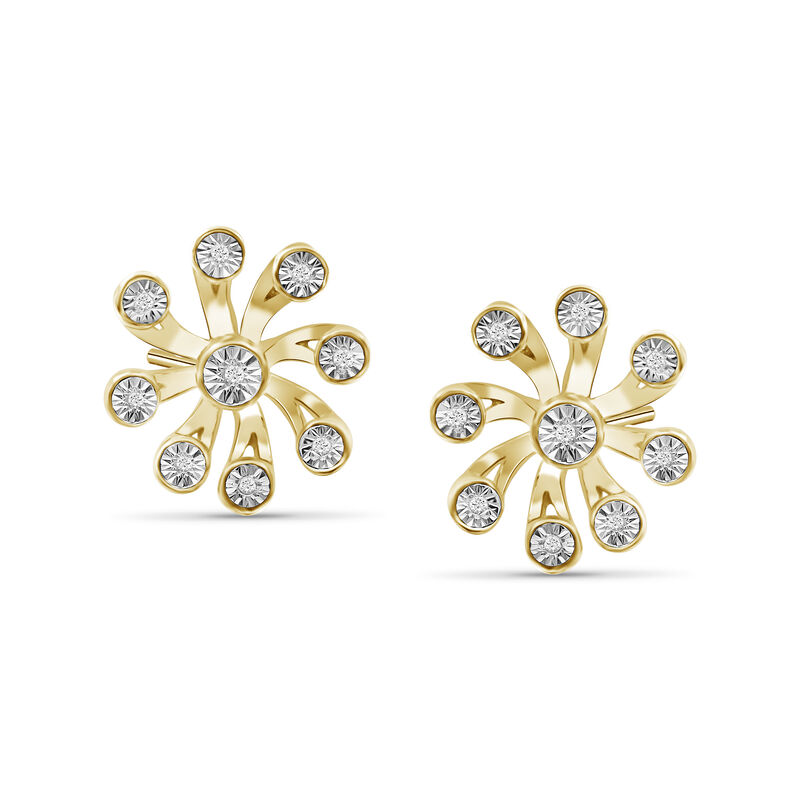 Diamond Illusion Flower Earrings in 18kt Yellow Gold Over Sterling Silver. Pst image number 0