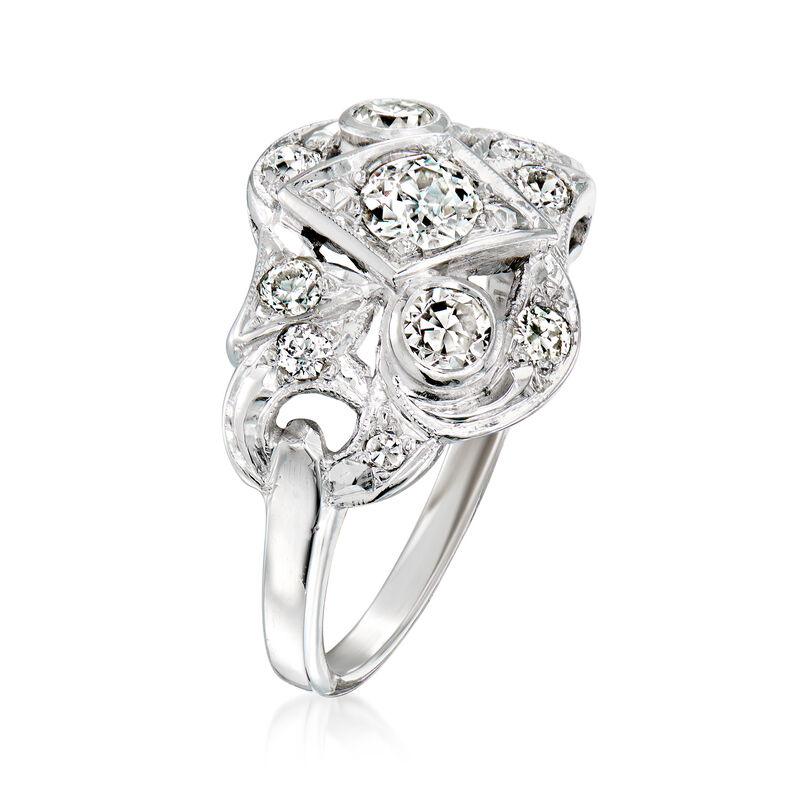 C. 1960 Vintage .80 ct. t.w. Diamond Geometric Ring in 14kt White Gold. Size 7 image number 2