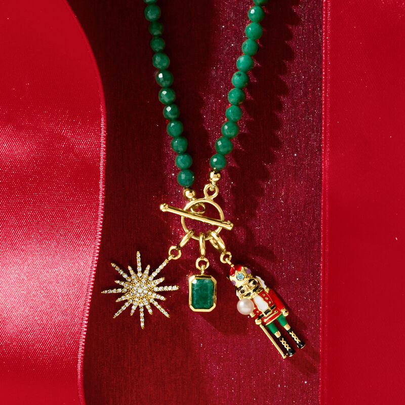 20.00 ct. t.w. Emerald Bead Charm-Compatible Toggle Necklace in 18kt Gold Over Sterling image number 5