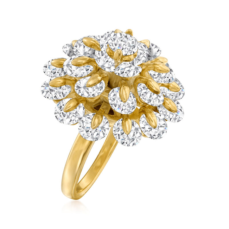 8.20 ct. t.w. CZ Flower Ring in 18kt Gold Over Sterling image number 2