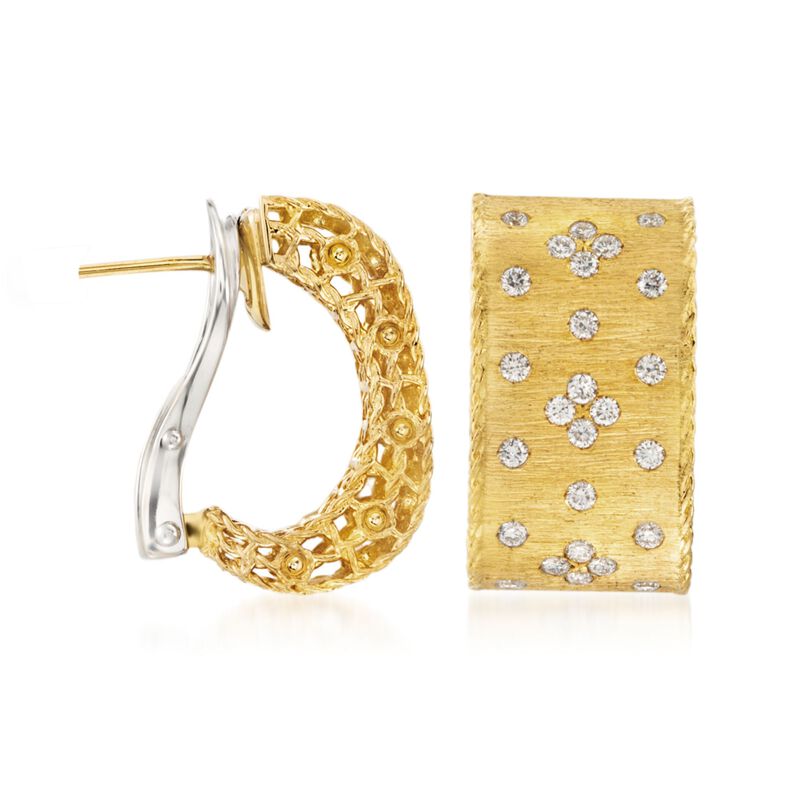 Roberto Coin &quot;Princess&quot; .70 ct. t.w. Diamond Earrings in 18kt Yellow Gold image number 2