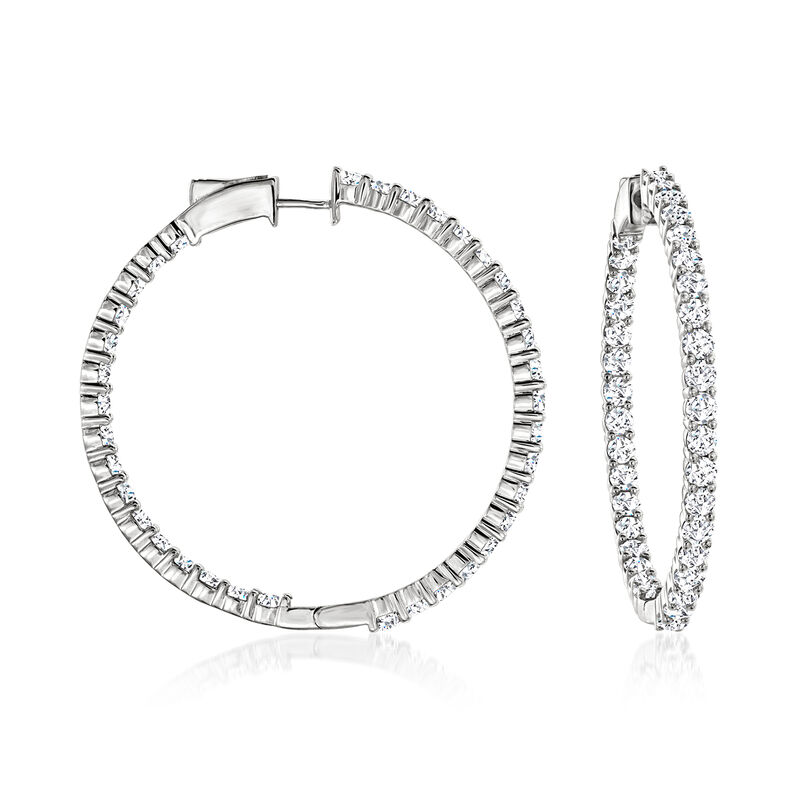 5.00 ct. t.w. Diamond Inside-Outside Hoop Earrings in 14kt White Gold. 1 3/8&quot; image number 0