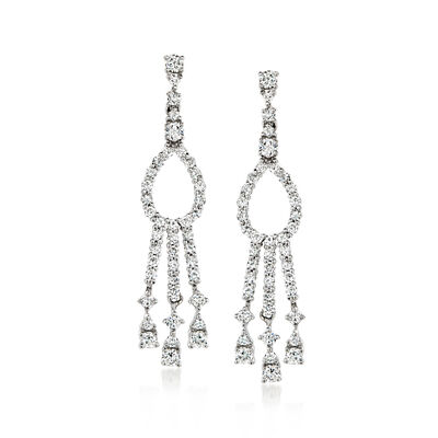 C. 1990 Vintage 1.16 ct. t.w. Diamond Chandelier Earrings in 18kt White Gold
