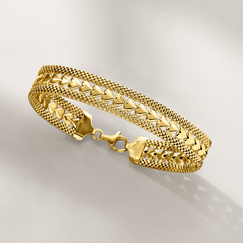 Italian 18kt Gold Over Sterling Silver Heart-Motif Bracelet image number 3
