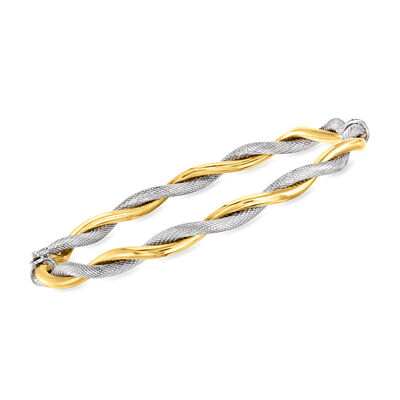 Italian 14kt Two-Tone Gold Twisted Bangle Bracelet