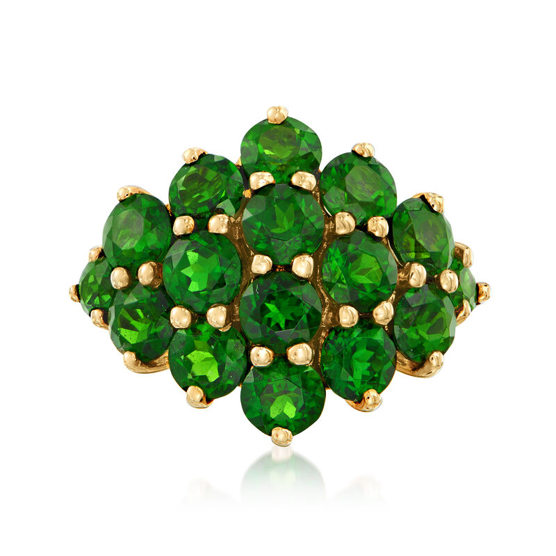 C. 1990 Vintage 4.00 ct. t.w. Green Chrome Diopside Cluster Ring in 14kt Yellow Gold image number 0