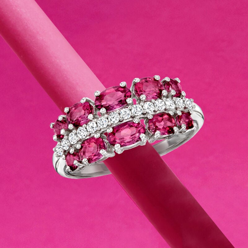 1.30 ct. t.w. Pink Topaz and .20 ct. t.w. White Zircon Ring in Sterling Silver image number 4