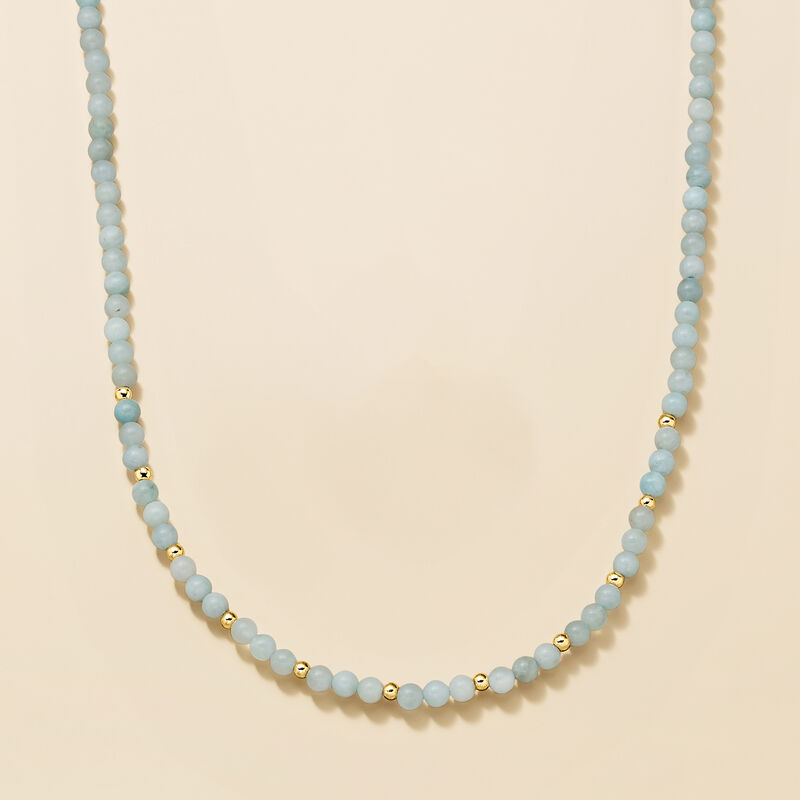 55.00 ct. t.w. Aquamarine Bead Necklace with 14kt Yellow Gold image number 3