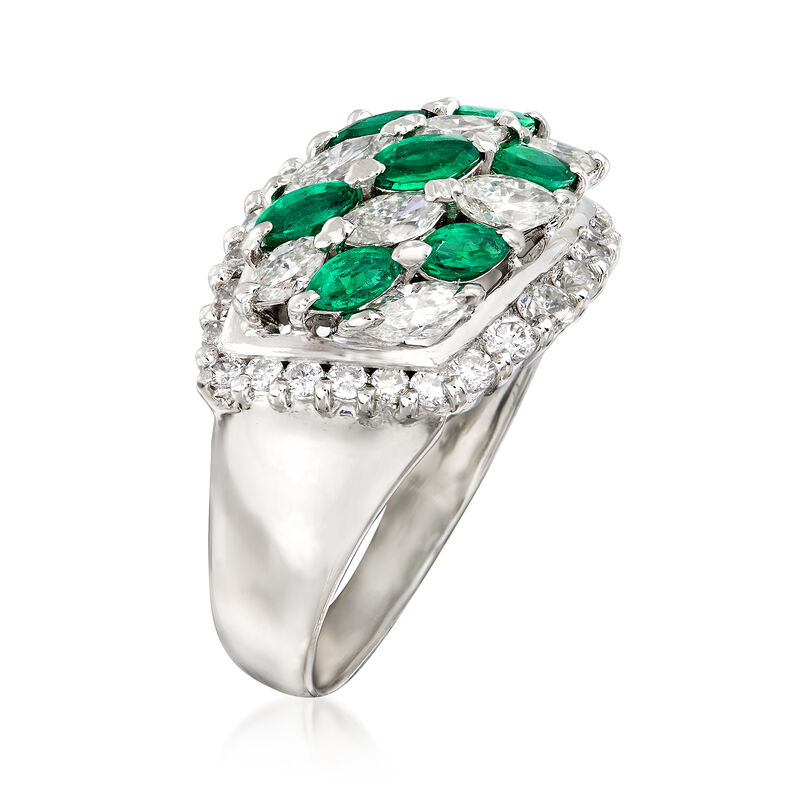 C. 1980 Vintage .71 ct. t.w. Emerald and 1.41 ct. t.w. Diamond Ring in Platinum. Size 7 image number 2