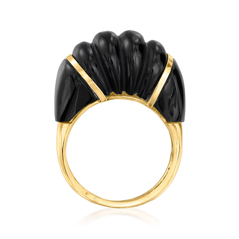 C. 1980 Vintage Carved Onyx Ring in 14kt Yellow Gold. Size 5.5 image number 3