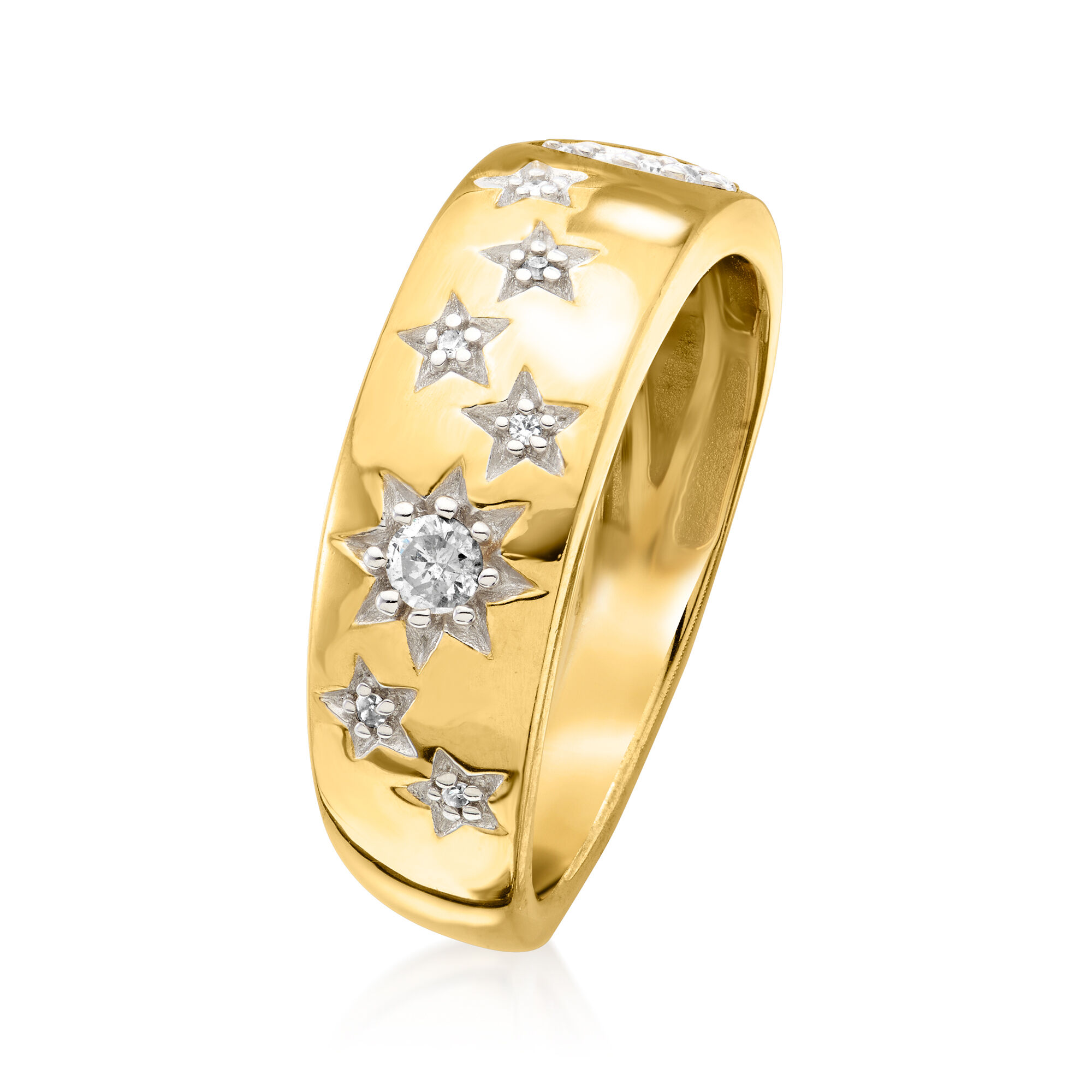 おすすめネット Ring Star and Moon Diamond t.w. ct. 15 in Over Gold 18kt アクセサリー