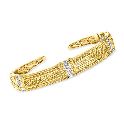 .25 ct. t.w. Diamond Cuff Bracelet in 18kt Gold Over Sterling