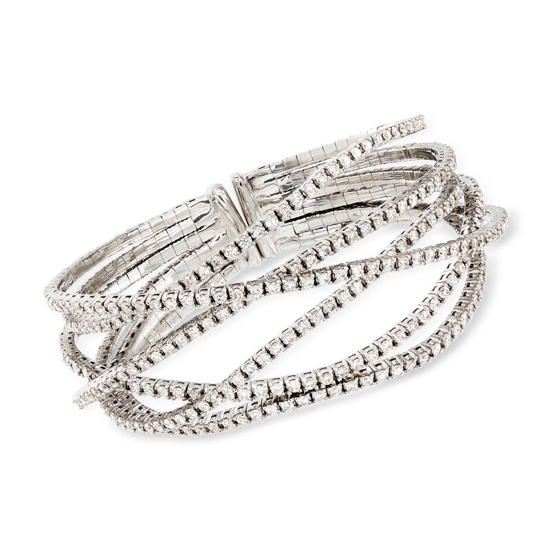 7.65 ct. t.w. Diamond Crisscross Bracelet in 18kt White Gold image number 0