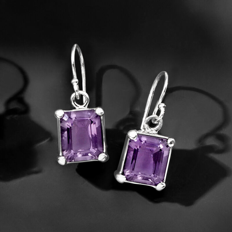 5.50 ct. t.w. Amethyst Drop Earrings in Sterling Silver image number 2