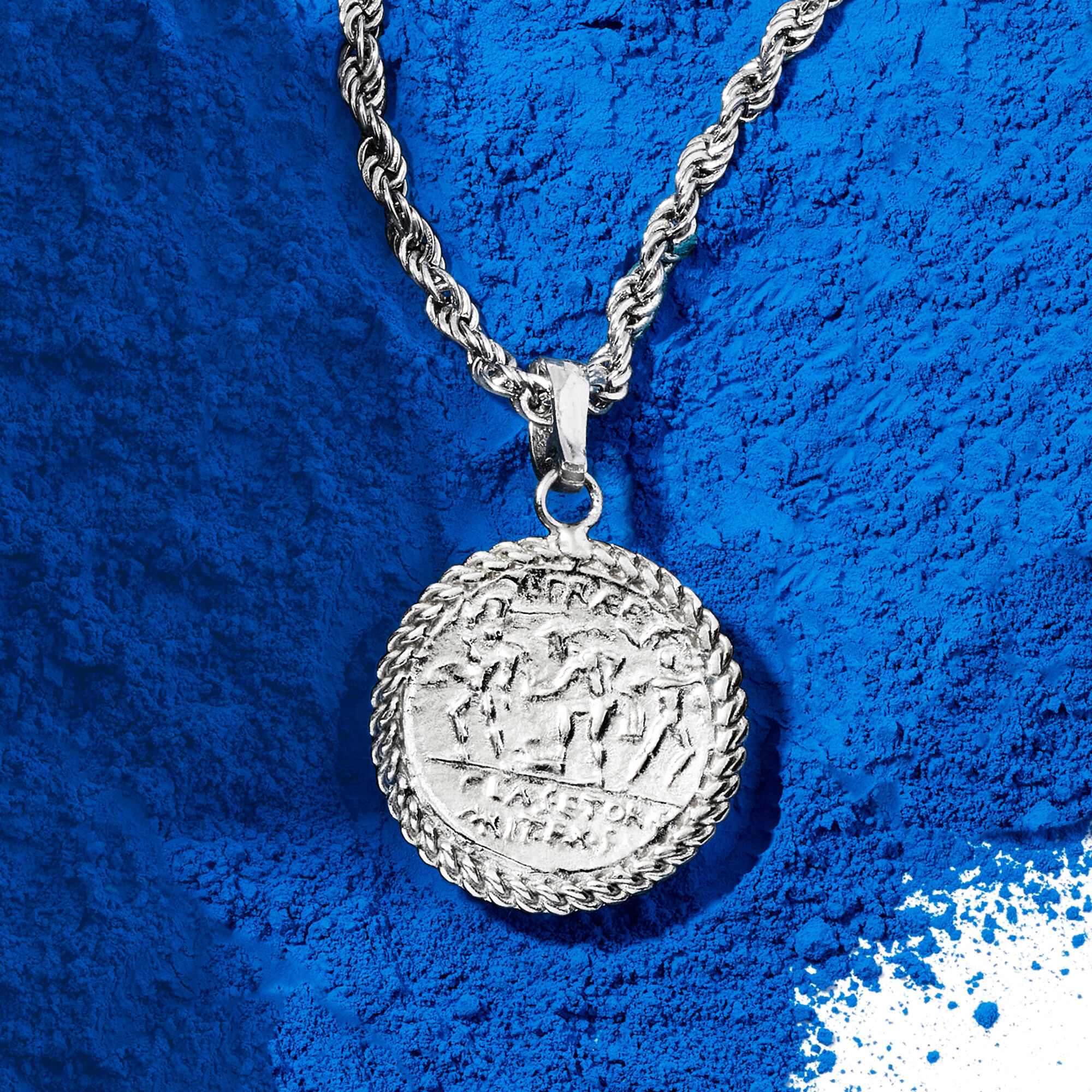 Sterling Silver Replica Roman Coin Pendant Necklace