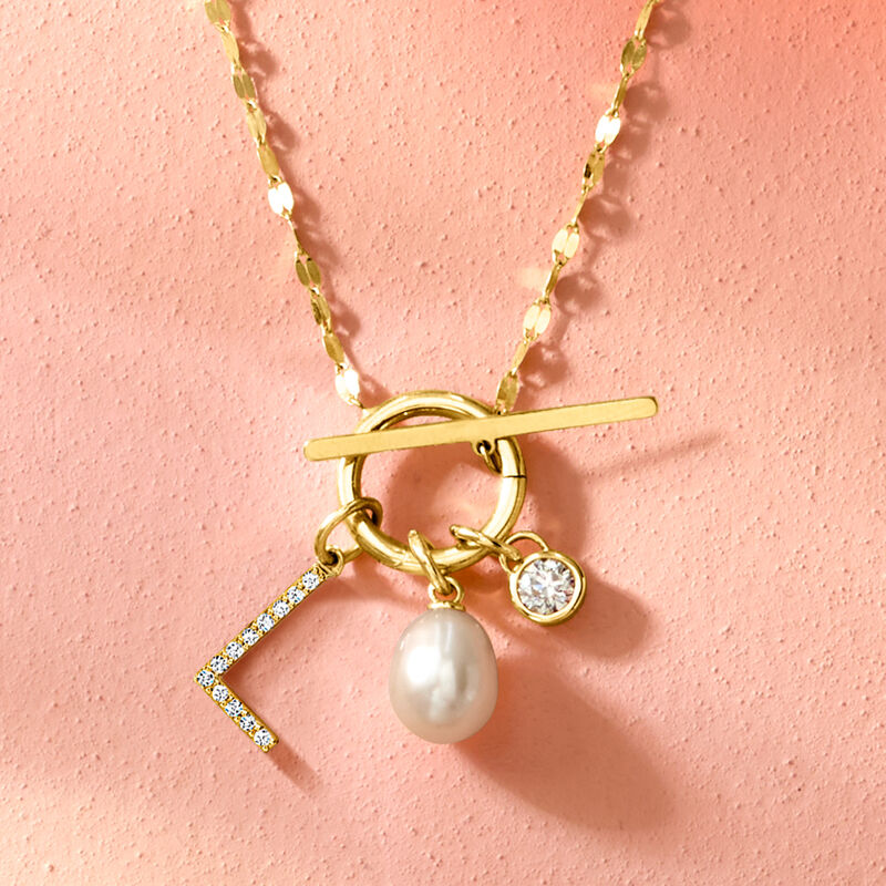 7-7.5mm Cultured Baroque Pearl Charm in 14kt Yellow Gold  image number 3