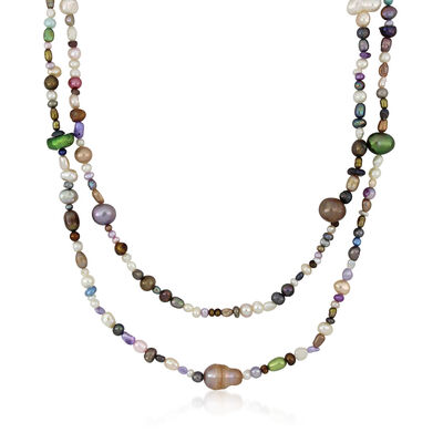 3-20mm Multicolored Cultured Pearl Endless Necklace
