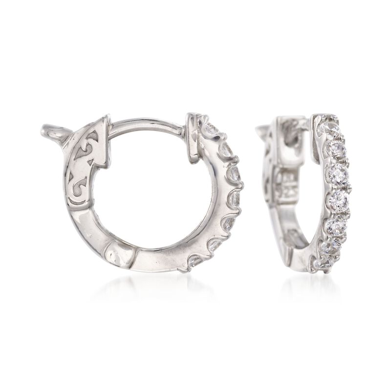 .30 ct. t.w. CZ Huggie Hoop Earrings in Sterling Silver image number 0