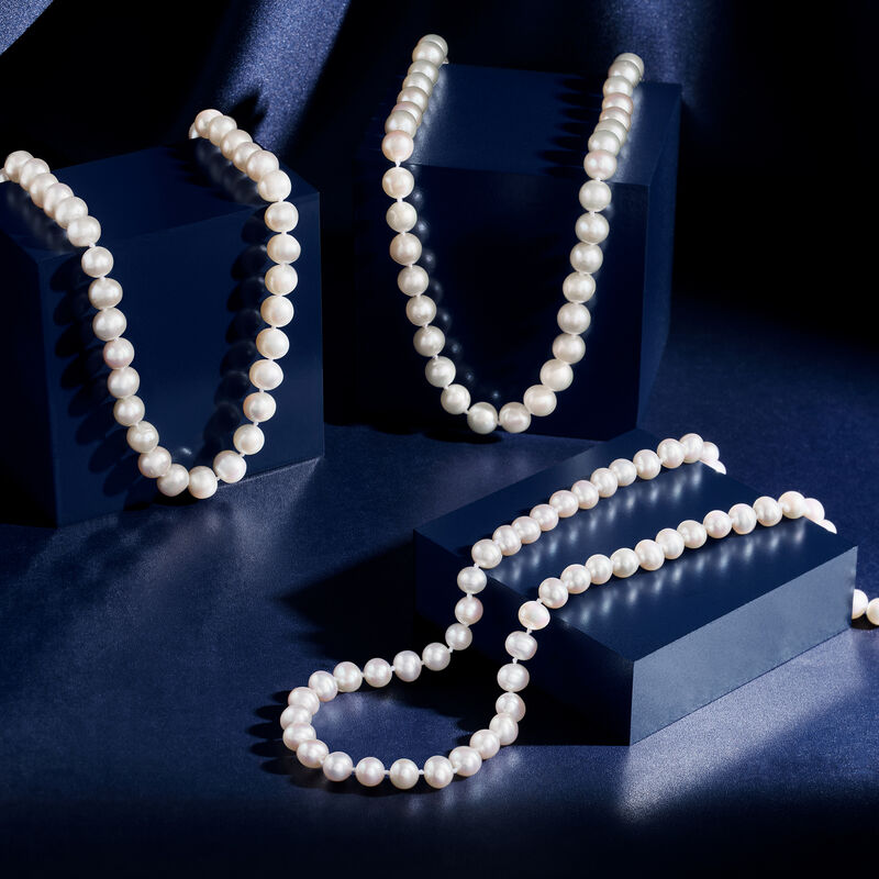 8-9mm Cultured Pearl Necklace with 14kt Yellow Gold image number 4