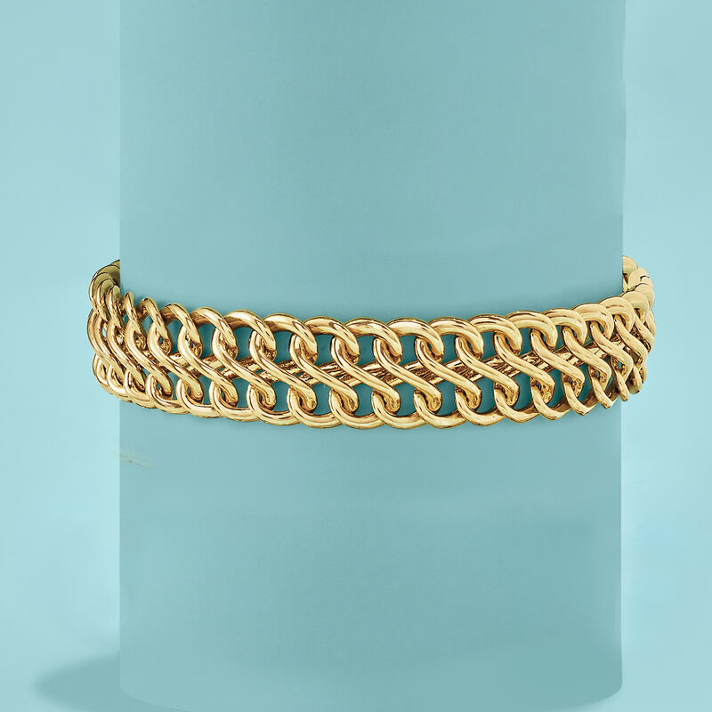Italian Andiamo 14kt Yellow Gold Two-Row Infinity-Link Bracelet image number 2