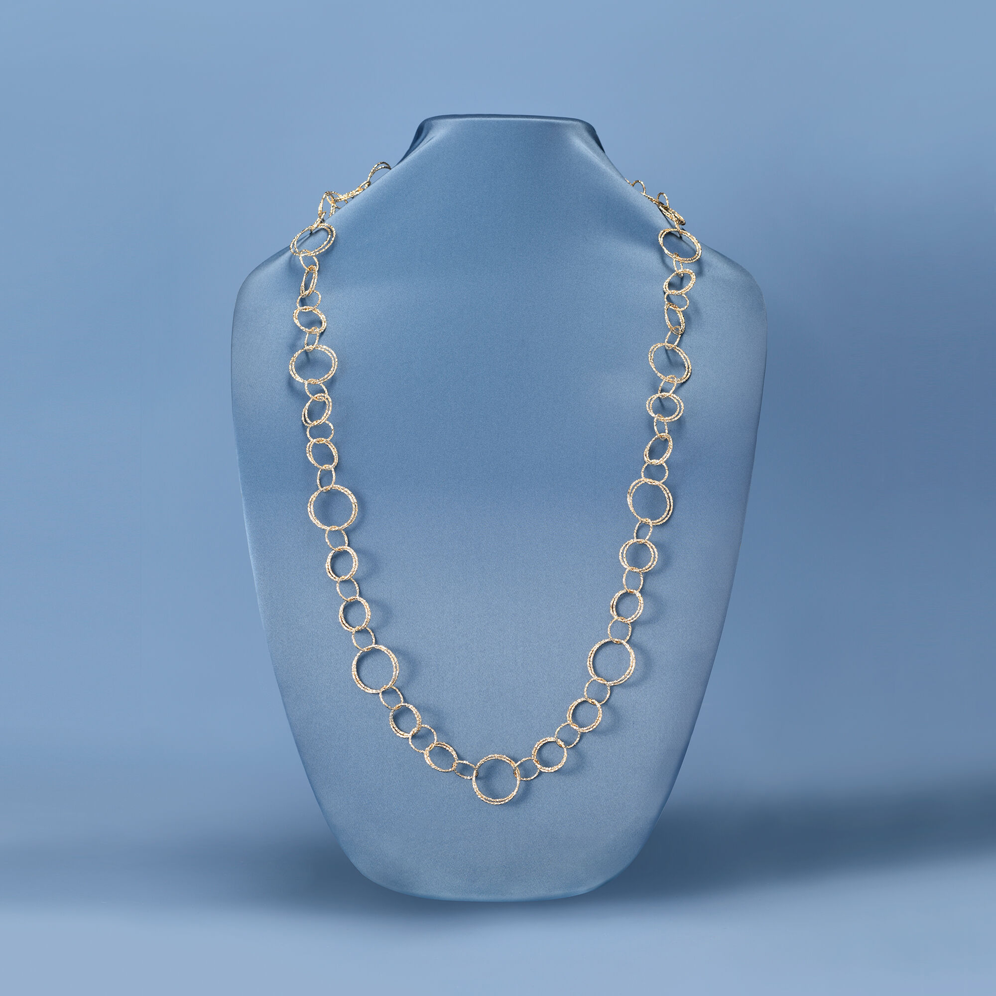 【通販激安】 Italian Necklace Circle-Link Textured Gold Yellow 18kt ホワイトゴールド