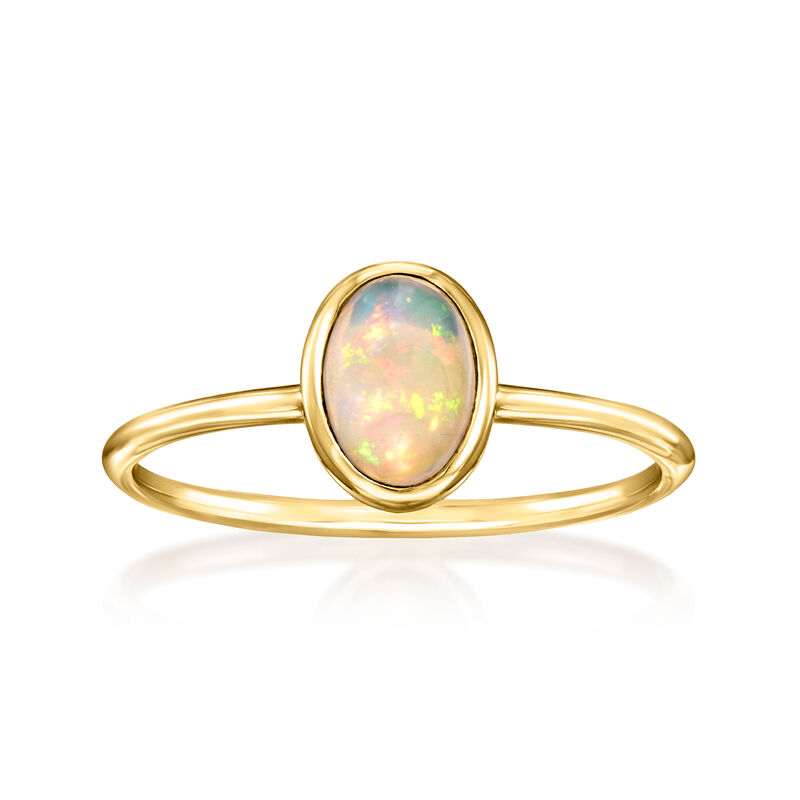 Bezel-Set Opal Ring in 14kt Yellow Gold. Size 8 image number 0