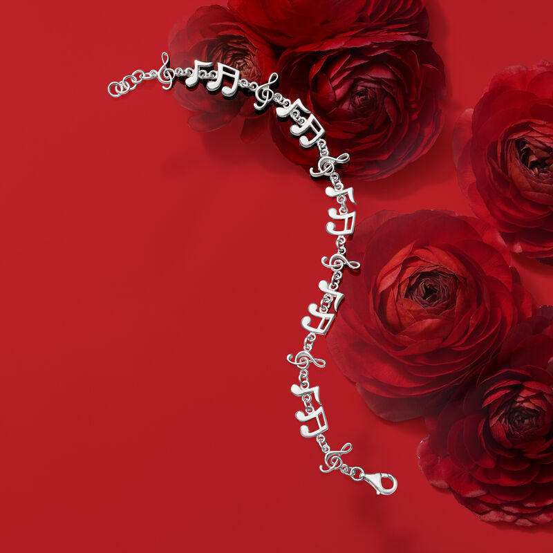 Sterling Silver Musical Note Bracelet image number 2