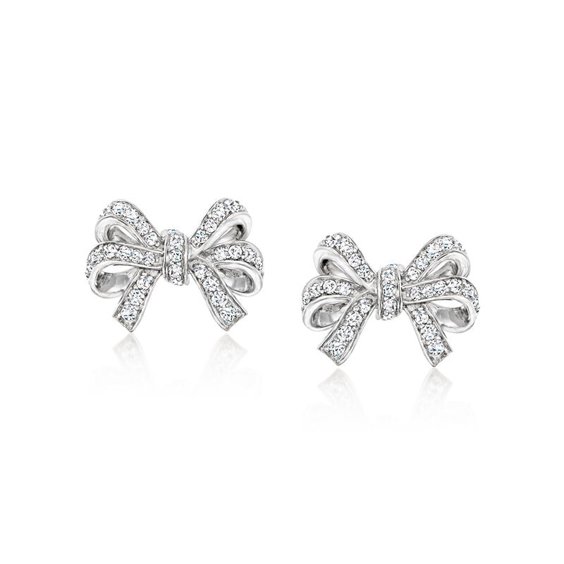 .70 ct. t.w. White Topaz Bow Earrings in Sterling Silver  image number 0