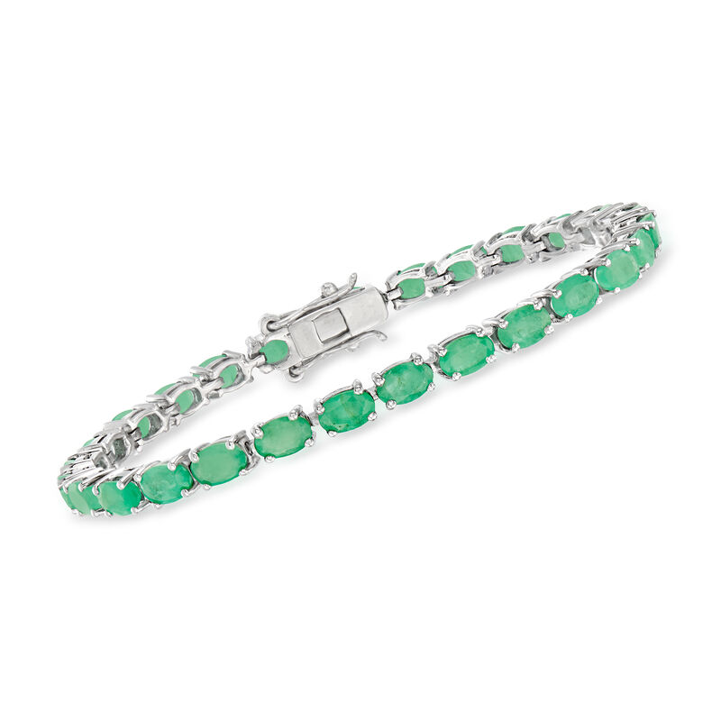 11.00 ct. t.w. Emerald Tennis Bracelet in Sterling Silver image number 0