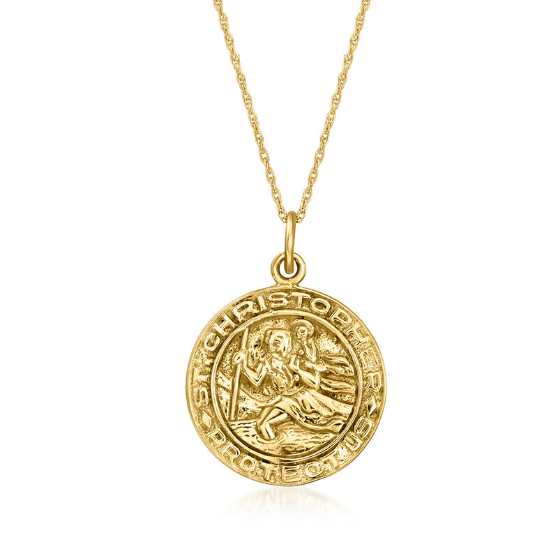 C. 2000 Vintage 14kt Yellow Gold St. Christopher Medal Necklace. 18" image number 0