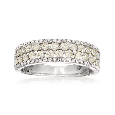 C. 1990 Vintage 1.30 ct. t.w. Diamond Multi-Row Ring in 14kt White Gold