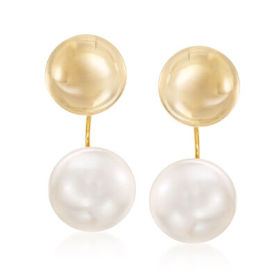 8.5mm Cultured Pearl and 14kt Yellow Gold Stud Earrings