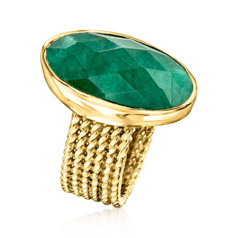 9.00 Carat Emerald Ring in 18kt Gold Over Sterling image number 2