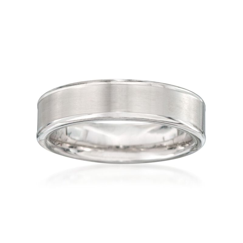 Men's 6mm White Tungsten Carbide Wedding Ring image number 0