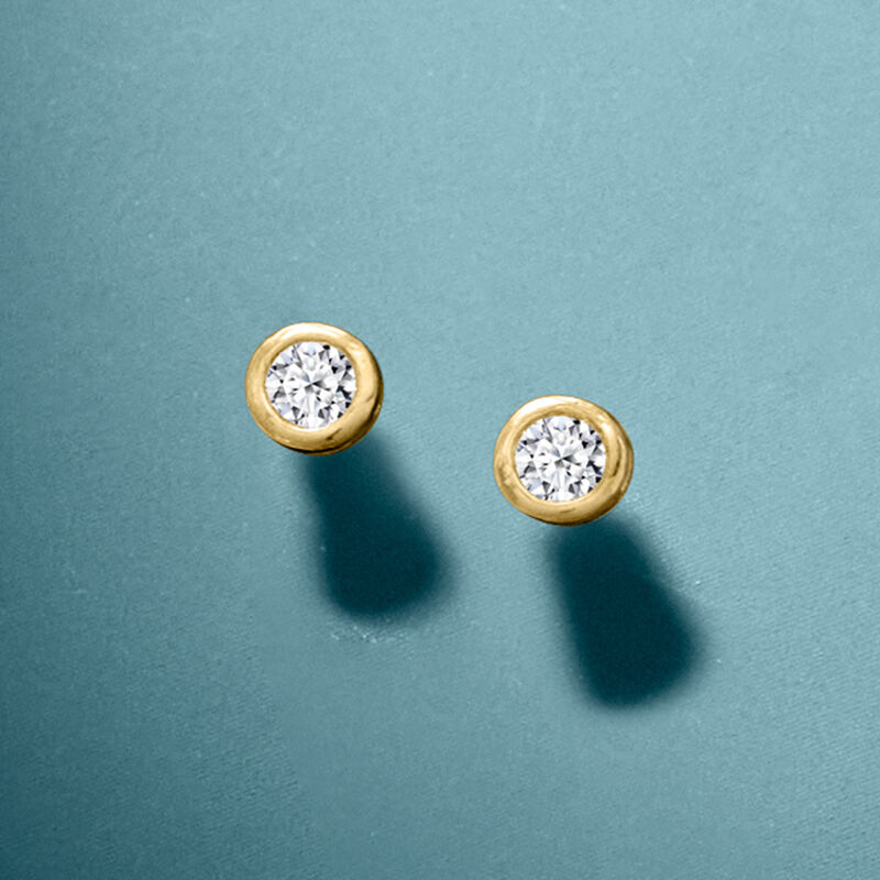 .10 ct. t.w. Bezel-Set Lab-Grown Diamond Stud Earrings in 18kt Gold Over Sterling  image number 3