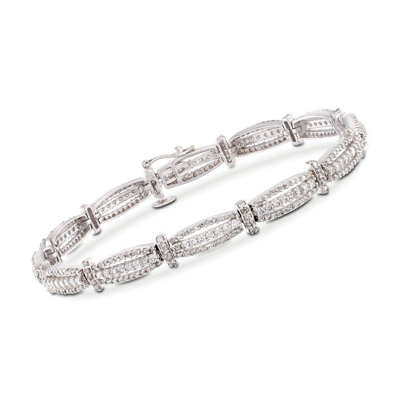 2.92 ct. t.w. Diamond Triple-Bar Bracelet in 14kt White Gold image number 0