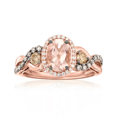 Le Vian "Chocolatier" .80 Carat Peach Morganite Ring with .50 ct. t.w. Chocolate and Vanilla Diamonds in 14kt Strawberry Gold
