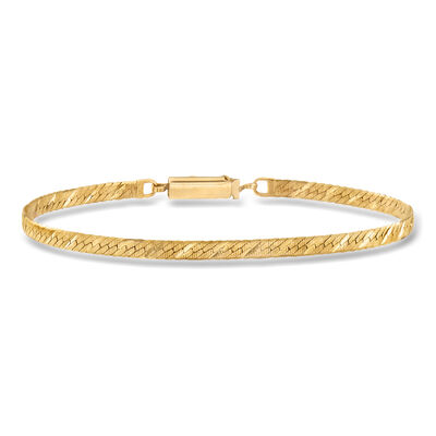 C. 1990 Vintage 14kt Yellow Gold Diamond-Cut Herringbone Bracelet