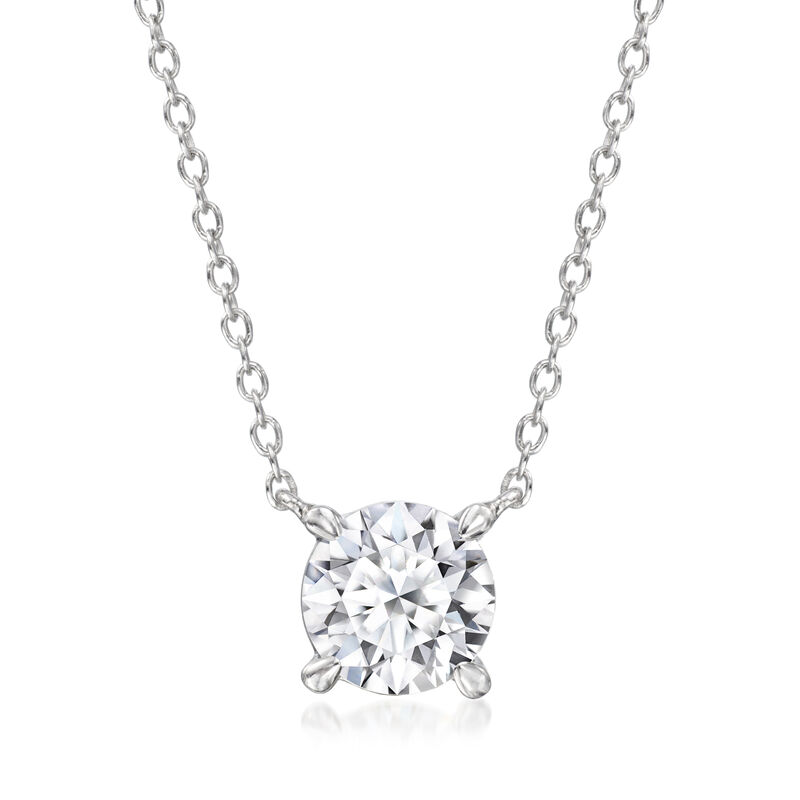 1.00 Carat Lab-Grown Diamond Solitaire Necklace in Sterling Silver. 16&quot; image number 1