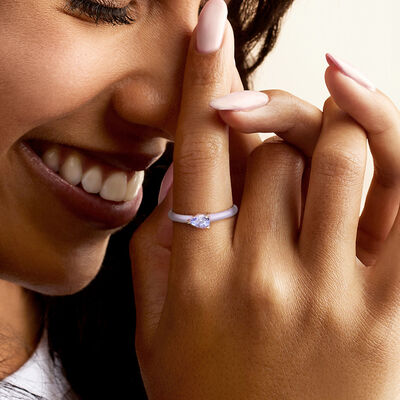 .40 Carat Tanzanite Ring with Pastel Purple Enamel in 18kt Rose Gold Over Sterling