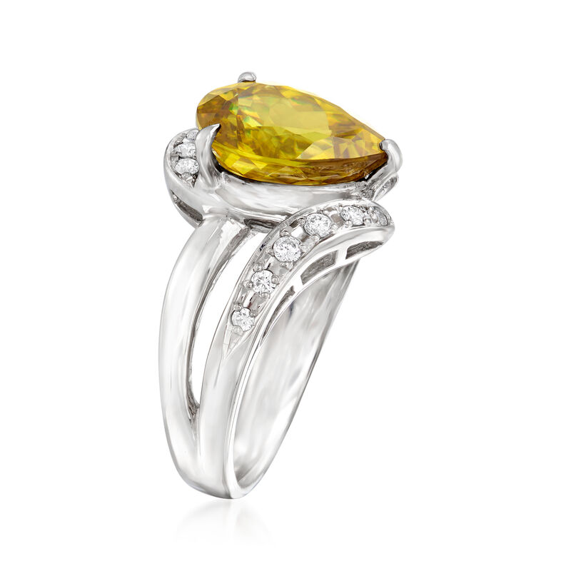 C. 1980 Vintage 4.30 Carat Sphene and .50 ct. t.w. Diamond Ring in Platinum image number 2
