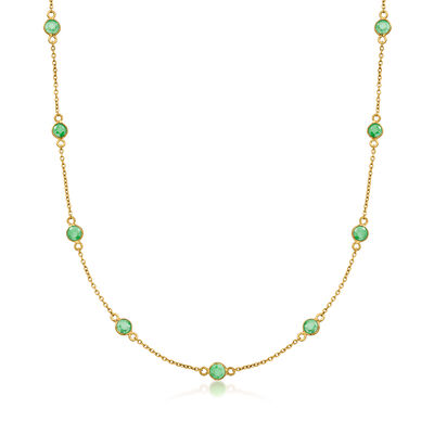 2.20 ct. t.w. Emerald Station Necklace in 18kt Gold Over Sterling