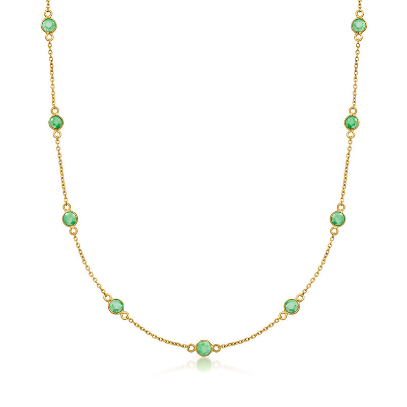 2.20 ct. t.w. Emerald Station Necklace in 18kt Gold Over Sterling image number 0