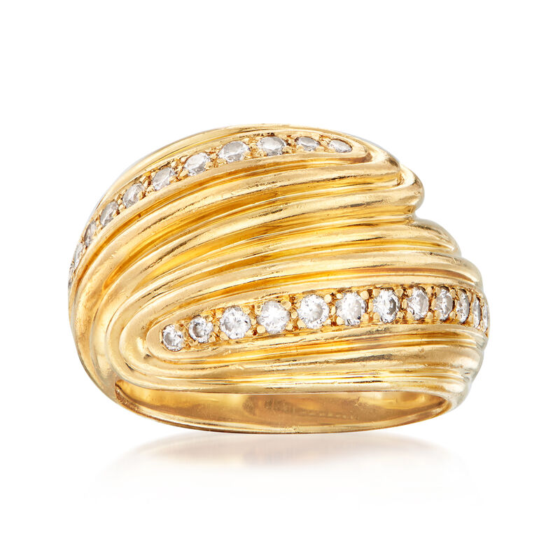 C. 1980 Vintage .60 ct. t.w. Diamond Bypass Ring in 18kt Yellow Gold. Size 6.5 image number 0
