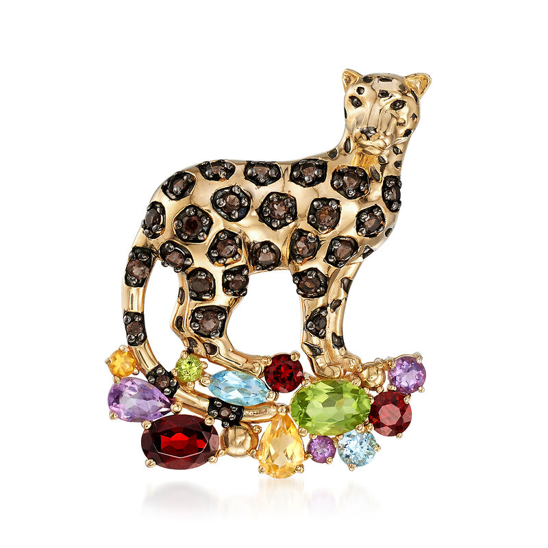3.80 ct. t.w. Multi-Stone Panther Pin Pendant in 18kt Gold Over Sterling image number 0