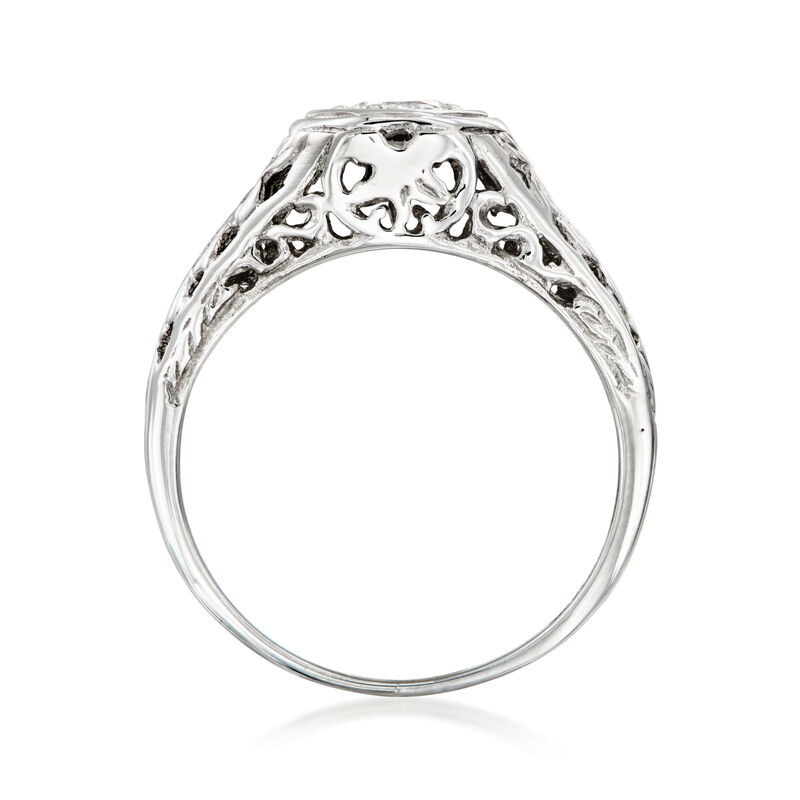 C. 1960 Vintage .45 Carat Diamond Filigree Ring in 14kt White Gold. Size 6.5 image number 3