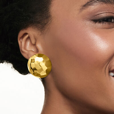 Italian 18kt Gold Over Sterling Faceted Dome Earrings