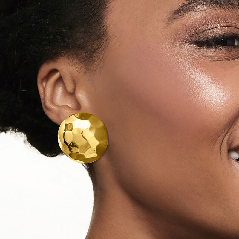 Italian 18kt Gold Over Sterling Faceted Dome Earrings image number 1