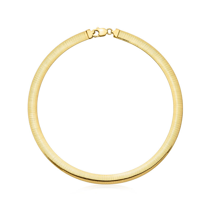 Italian 8mm 14kt Yellow Gold-Plated Reversible Omega Necklace image number 2
