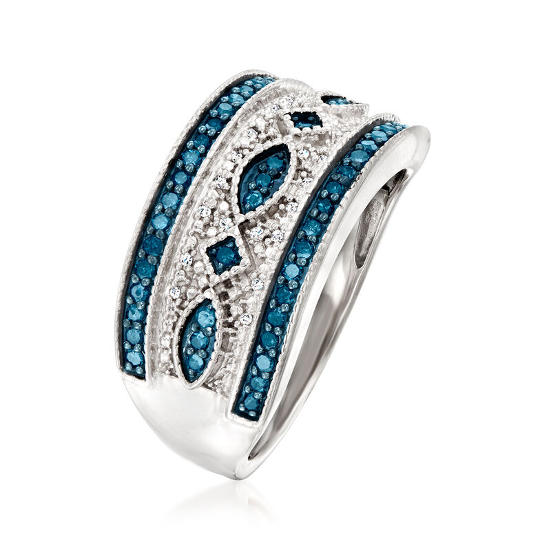.50 ct. t.w. Blue and White Diamond Ring in Sterling Silver image number 2